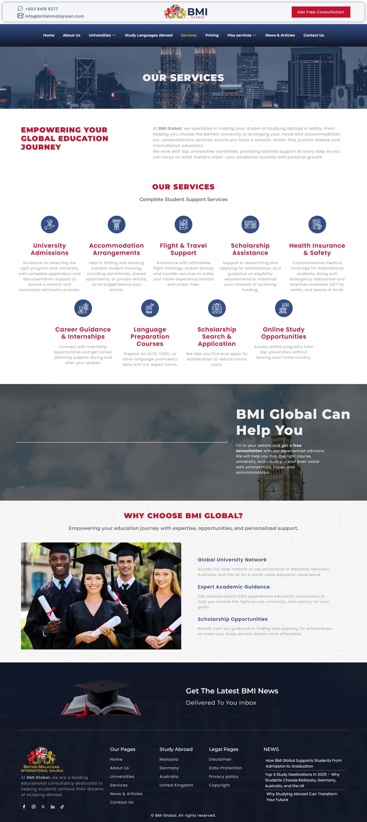 British Malaysian International — services page