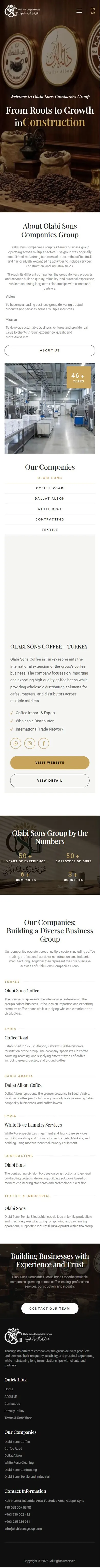 Olabi Sons Group — home page on a phone